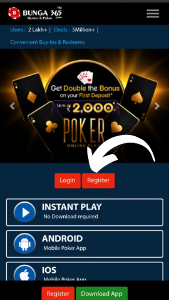 Visit Bunga365 Home Page and Click on Register Button to play Poker Cash Games