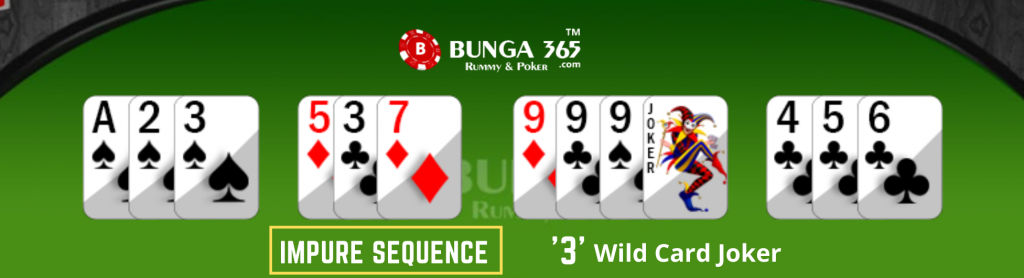 Rummy card Game rules - rummy impure sequence- Bunga365